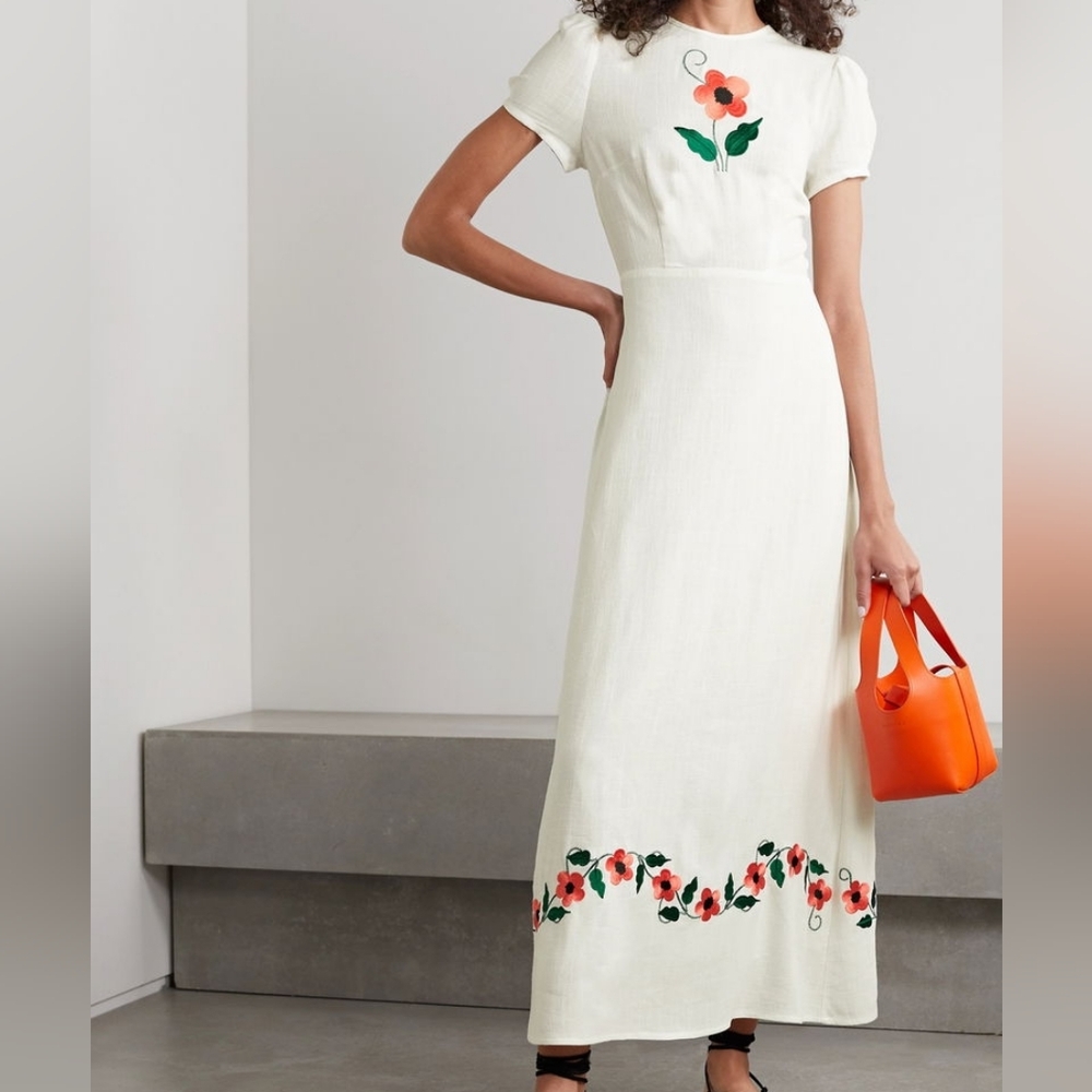 Rixo Aurelia Embrioderd Dress UK6 like New